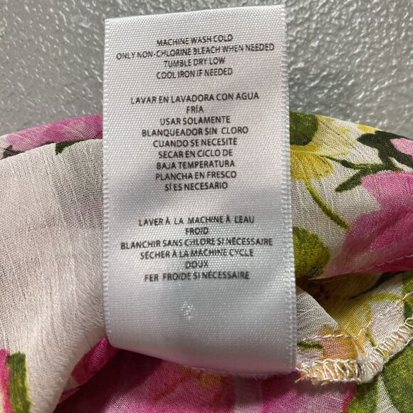 KUT FROM THE KLOTH Sheer Blouse Floral Button Roll Tab Long Sleeve Womens L Pink - Picture 12 of 12